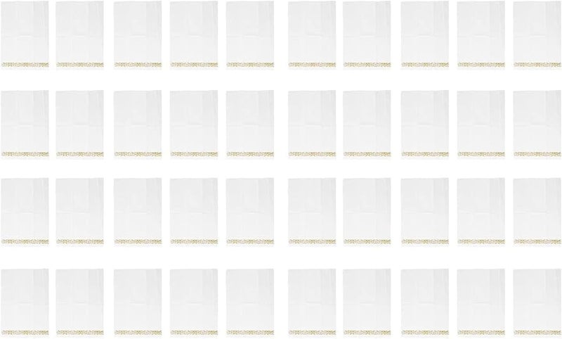 مناديل العشاء القابلة للتصرف ذات الملمس الكتاني والإطار الذهبي 40 قطعة لحفلات الزفاف والكوكتيل - Image 1